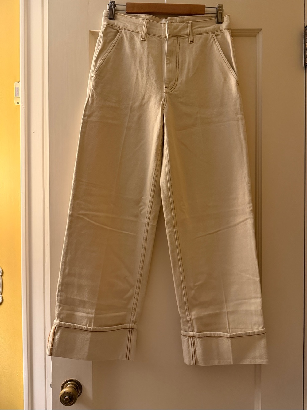 COS Facade Turn-Up Jeans relaxed denim, off-white heavy cotton denim 2